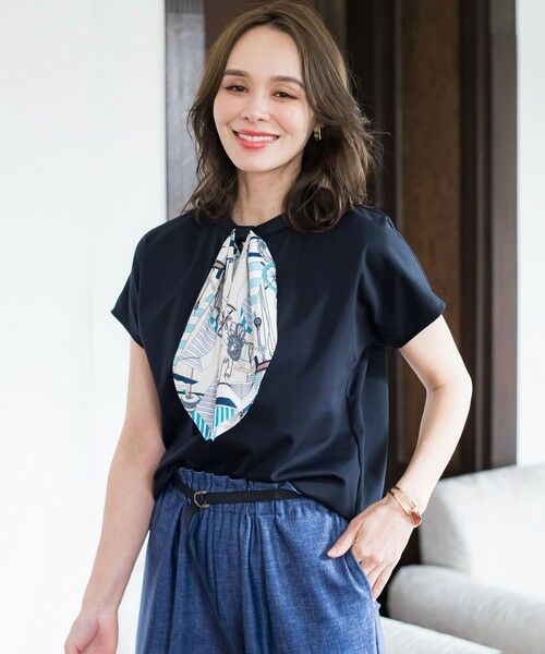 Viaggio Blu / ビアッジョブルー カットソー | ヨット柄スカーフ付きプルオーバー≪洗濯機で洗える≫ | 詳細19