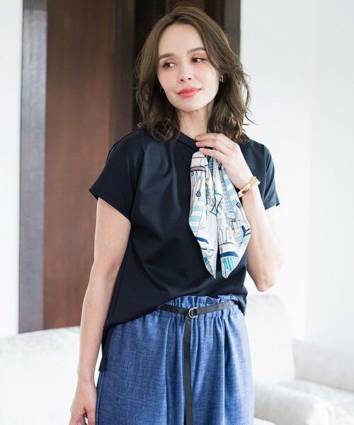 Viaggio Blu / ビアッジョブルー カットソー | ヨット柄スカーフ付きプルオーバー≪洗濯機で洗える≫ | 詳細20