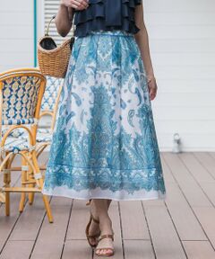 Viaggio Blu / ビアッジョブルー ミニ・ひざ丈スカート | ペイズリープリントスカート≪手洗い可能≫