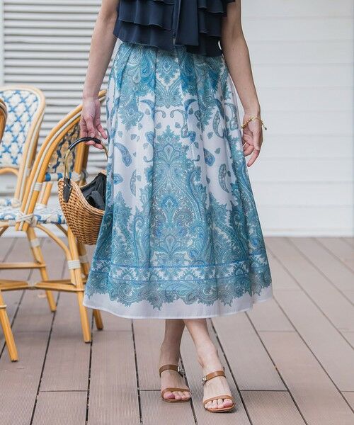 Viaggio Blu / ビアッジョブルー ミニ・ひざ丈スカート | ペイズリープリントスカート≪手洗い可能≫ | 詳細1