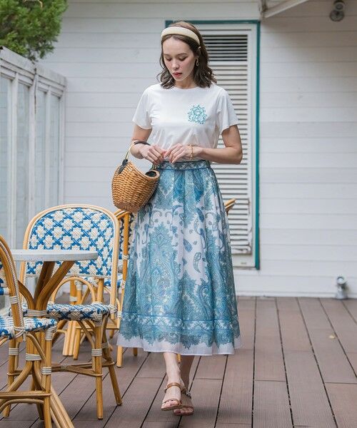 Viaggio Blu / ビアッジョブルー ミニ・ひざ丈スカート | ペイズリープリントスカート≪手洗い可能≫ | 詳細12