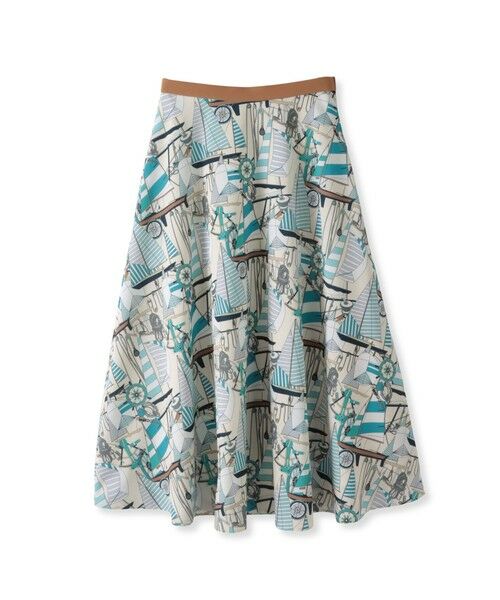 Viaggio Blu / ビアッジョブルー ミニ・ひざ丈スカート | ヨット柄プリントスカート≪洗濯機で洗える≫ | 詳細1