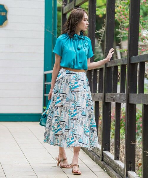 Viaggio Blu / ビアッジョブルー ミニ・ひざ丈スカート | ヨット柄プリントスカート≪洗濯機で洗える≫ | 詳細13