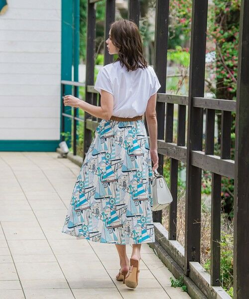 Viaggio Blu / ビアッジョブルー ミニ・ひざ丈スカート | ヨット柄プリントスカート≪洗濯機で洗える≫ | 詳細17