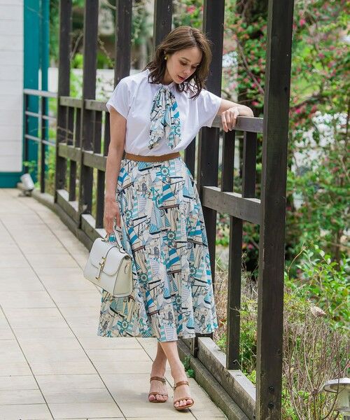 Viaggio Blu / ビアッジョブルー ミニ・ひざ丈スカート | ヨット柄プリントスカート≪洗濯機で洗える≫ | 詳細18
