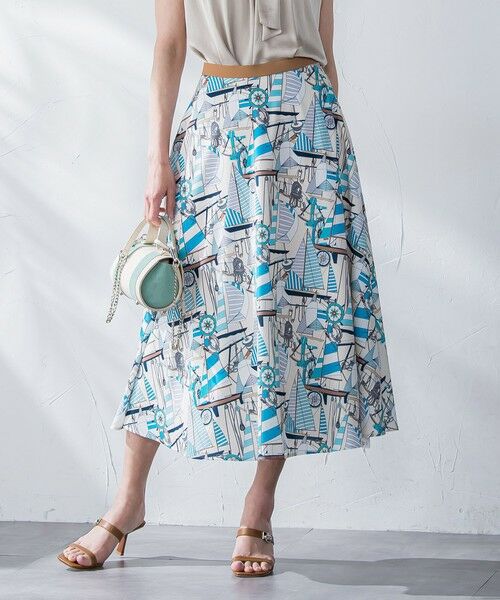 Viaggio Blu / ビアッジョブルー ミニ・ひざ丈スカート | ヨット柄プリントスカート≪洗濯機で洗える≫ | 詳細19