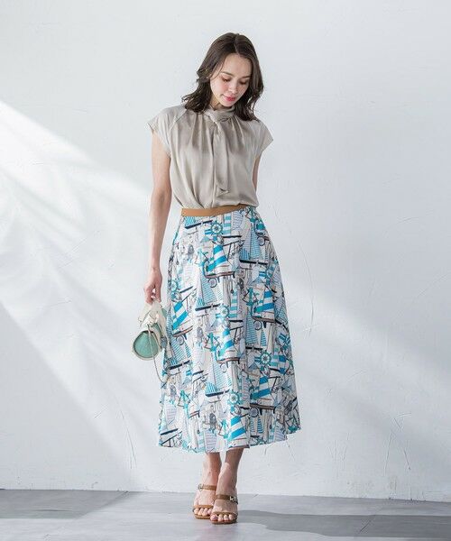 Viaggio Blu / ビアッジョブルー ミニ・ひざ丈スカート | ヨット柄プリントスカート≪洗濯機で洗える≫ | 詳細20