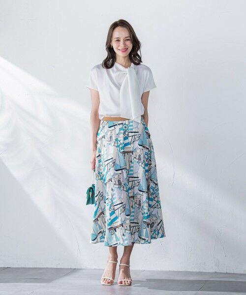 Viaggio Blu / ビアッジョブルー ミニ・ひざ丈スカート | ヨット柄プリントスカート≪洗濯機で洗える≫ | 詳細21