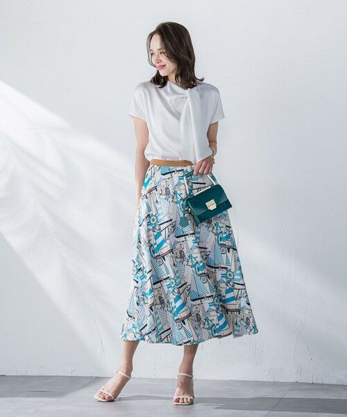 Viaggio Blu / ビアッジョブルー ミニ・ひざ丈スカート | ヨット柄プリントスカート≪洗濯機で洗える≫ | 詳細22