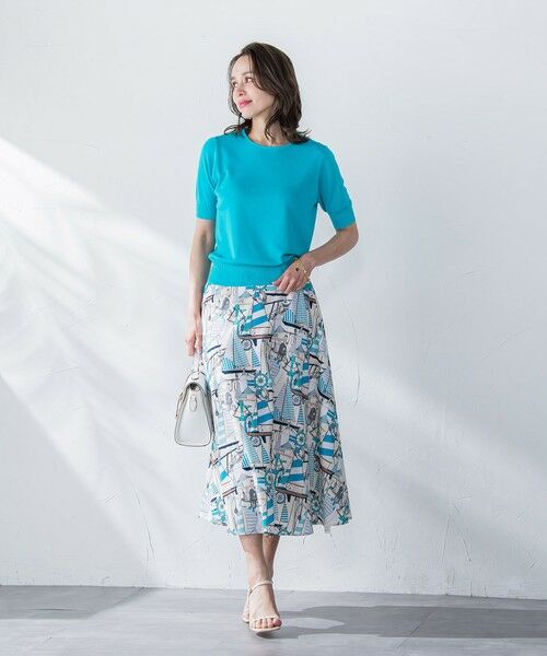 Viaggio Blu / ビアッジョブルー ミニ・ひざ丈スカート | ヨット柄プリントスカート≪洗濯機で洗える≫ | 詳細23