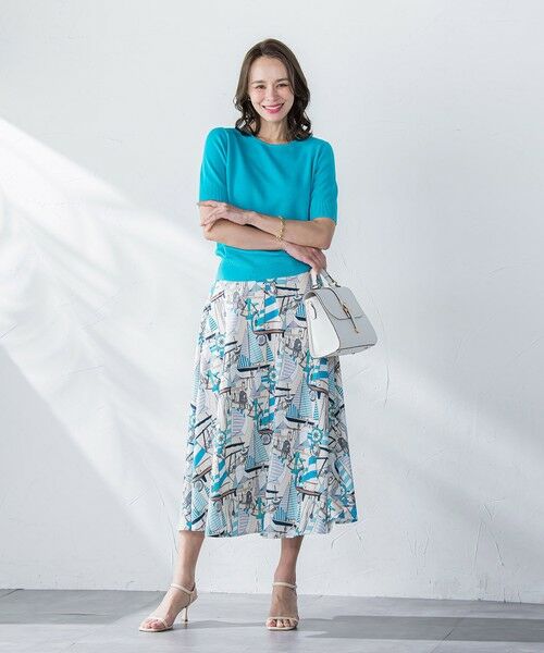 Viaggio Blu / ビアッジョブルー ミニ・ひざ丈スカート | ヨット柄プリントスカート≪洗濯機で洗える≫ | 詳細24