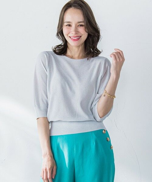 Viaggio Blu / ビアッジョブルー ニット・セーター | ミニスパンコールクループルオーバー≪手洗い可能≫ | 詳細3