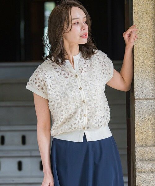 Viaggio Blu / ビアッジョブルー ニット・セーター | フラワーローブカーディガン≪手洗い可能≫ | 詳細2