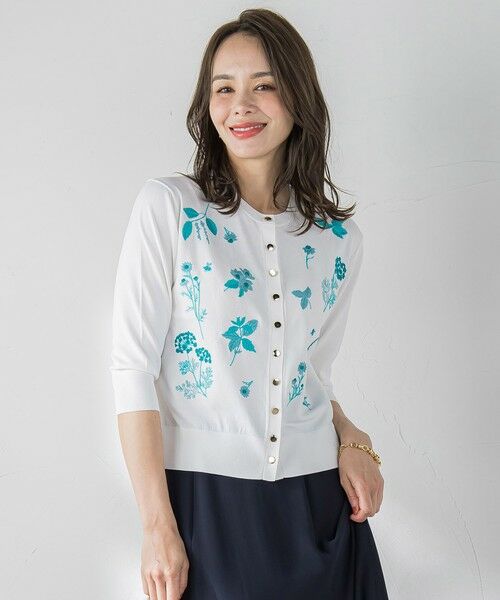 【未使用】ルイヴィトン　刺繍　レース　カーディガン　ブルー　クロップド　XS 未使用】ルイヴィトン 刺繍 レース カーディガン ブルー