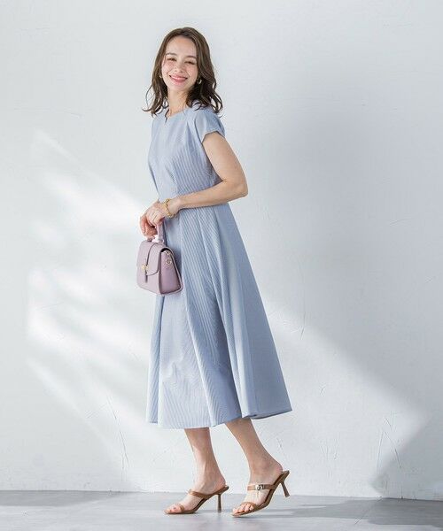 Viaggio Blu / ビアッジョブルー ロング・マキシ丈ワンピース | シアーサッカーワンピース≪洗濯機で洗える≫ | 詳細18