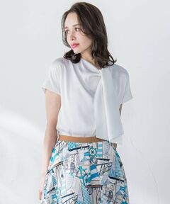 Viaggio Blu / ビアッジョブルー カットソー | サテンボウタイプルオーバー≪洗濯機で洗える≫