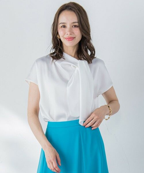 Viaggio Blu / ビアッジョブルー カットソー | サテンボウタイプルオーバー≪洗濯機で洗える≫ | 詳細1