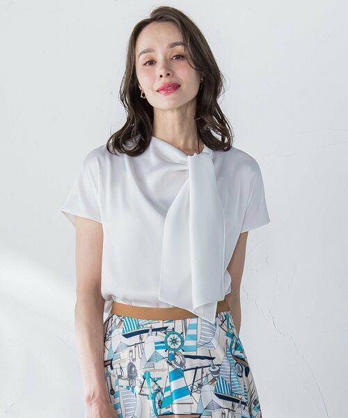 Viaggio Blu / ビアッジョブルー カットソー | サテンボウタイプルオーバー≪洗濯機で洗える≫ | 詳細7