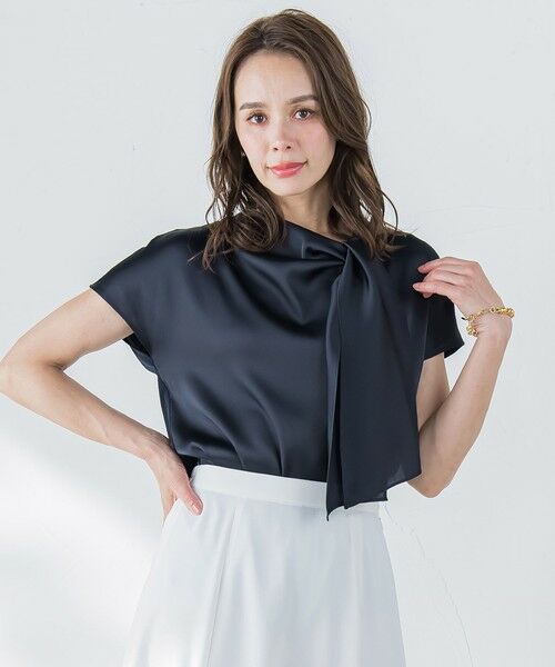 Viaggio Blu / ビアッジョブルー カットソー | サテンボウタイプルオーバー≪洗濯機で洗える≫ | 詳細12