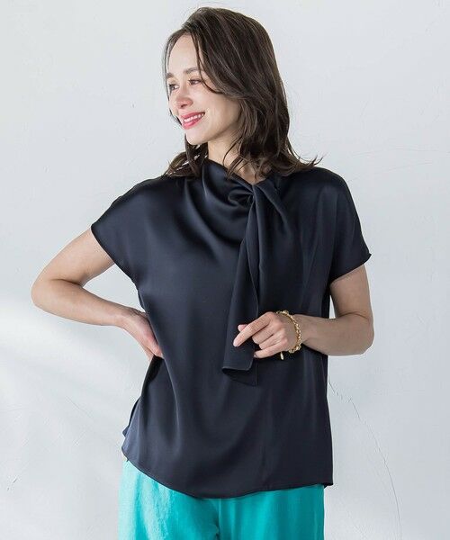 Viaggio Blu / ビアッジョブルー カットソー | サテンボウタイプルオーバー≪洗濯機で洗える≫ | 詳細18