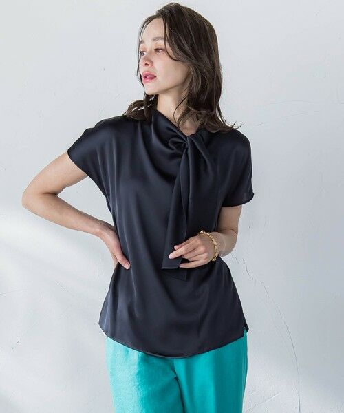 Viaggio Blu / ビアッジョブルー カットソー | サテンボウタイプルオーバー≪洗濯機で洗える≫ | 詳細19
