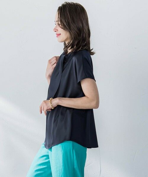 Viaggio Blu / ビアッジョブルー カットソー | サテンボウタイプルオーバー≪洗濯機で洗える≫ | 詳細20