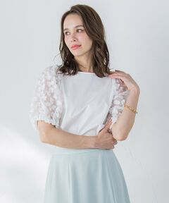 Viaggio Blu / ビアッジョブルー カットソー | シアーフラワージャガードプルオーバー≪洗濯機で洗える≫