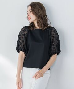 Viaggio Blu / ビアッジョブルー カットソー | シアーフラワージャガードプルオーバー≪洗濯機で洗える≫