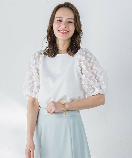 Viaggio Blu / ビアッジョブルー カットソー | シアーフラワージャガードプルオーバー≪洗濯機で洗える≫ | 詳細4
