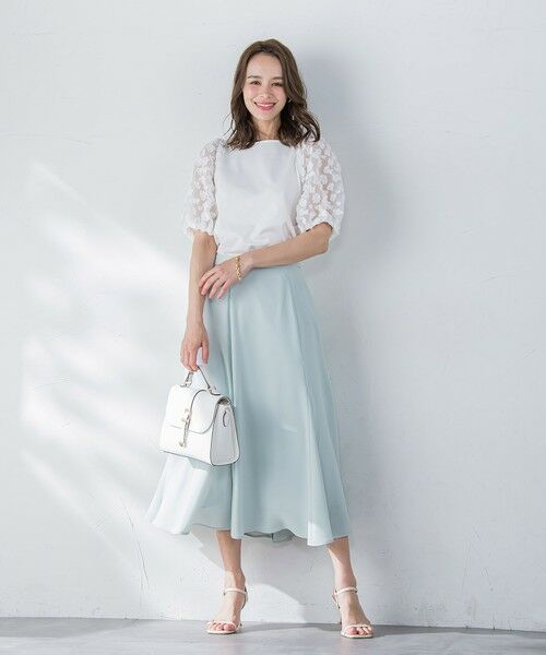 Viaggio Blu / ビアッジョブルー カットソー | シアーフラワージャガードプルオーバー≪洗濯機で洗える≫ | 詳細8