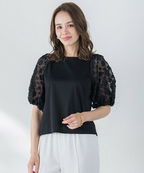 Viaggio Blu / ビアッジョブルー カットソー | シアーフラワージャガードプルオーバー≪洗濯機で洗える≫ | 詳細17