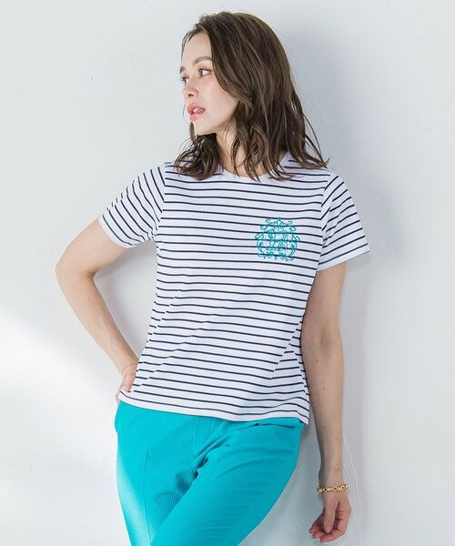 イタリア購入 夏空スカイブルーグラデーション総レースTシャツ AZUL BY MOUSSY | カットレース長袖カットソー (Tシャツ