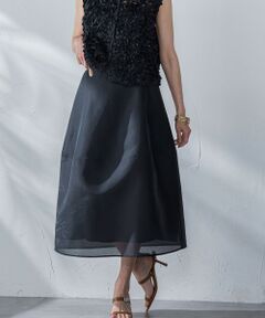 Viaggio Blu / ビアッジョブルー ミニ・ひざ丈スカート | スパンオーガンジーコクーンスカート≪洗濯機で洗える≫