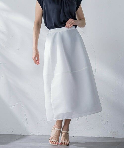 Viaggio Blu / ビアッジョブルー ミニ・ひざ丈スカート | スパンオーガンジーコクーンスカート≪洗濯機で洗える≫ | 詳細1