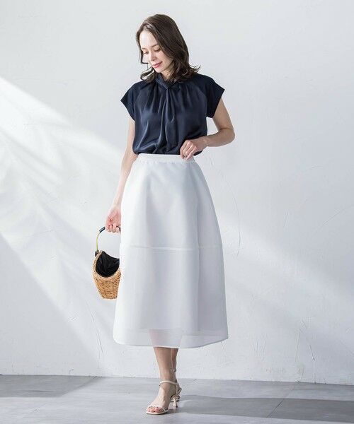 Viaggio Blu / ビアッジョブルー ミニ・ひざ丈スカート | スパンオーガンジーコクーンスカート≪洗濯機で洗える≫ | 詳細4