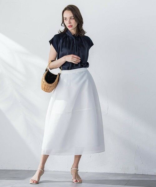 Viaggio Blu / ビアッジョブルー ミニ・ひざ丈スカート | スパンオーガンジーコクーンスカート≪洗濯機で洗える≫ | 詳細5