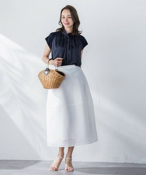 Viaggio Blu / ビアッジョブルー ミニ・ひざ丈スカート | スパンオーガンジーコクーンスカート≪洗濯機で洗える≫ | 詳細6