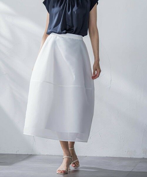 Viaggio Blu/ビアッジョブルー スパンオーガンジーコクーンスカート≪洗濯機で洗える≫ ホワイト S Viaggio Blu/ビアッジョブルー スパンオーガンジーコクーンスカート≪洗濯機で洗える≫ ホワイト S