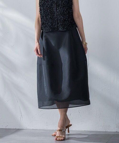 Viaggio Blu / ビアッジョブルー ミニ・ひざ丈スカート | スパンオーガンジーコクーンスカート≪洗濯機で洗える≫ | 詳細14