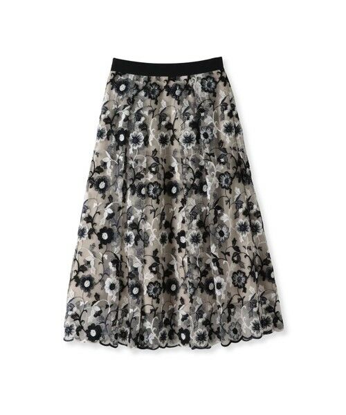 Viaggio Blu / ビアッジョブルー ミニ・ひざ丈スカート | チュールフラワー刺繍スカート | 詳細4