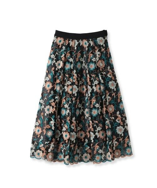 Viaggio Blu / ビアッジョブルー ミニ・ひざ丈スカート | チュールフラワー刺繍スカート | 詳細13