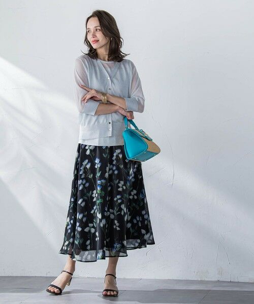 Viaggio Blu / ビアッジョブルー ミニ・ひざ丈スカート | リシアンサスプリントスカート≪洗濯機で洗える≫ | 詳細11