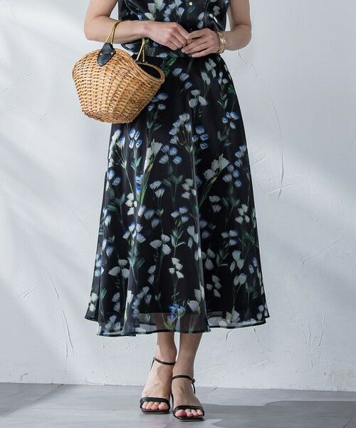 Viaggio Blu / ビアッジョブルー ミニ・ひざ丈スカート | リシアンサスプリントスカート≪洗濯機で洗える≫ | 詳細3