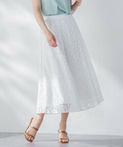 Viaggio Blu / ビアッジョブルー ミニ・ひざ丈スカート | ミニフラワーチュールレーススカート≪洗濯機で洗える≫