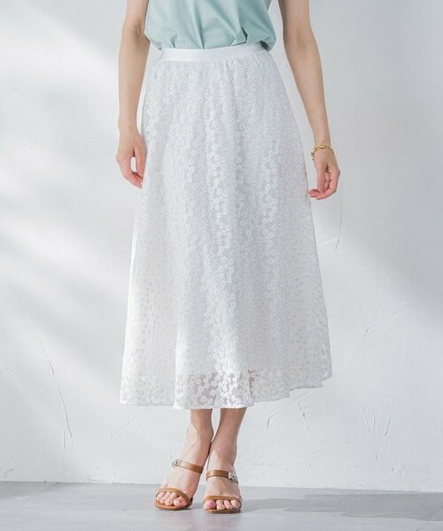 Viaggio Blu / ビアッジョブルー ミニ・ひざ丈スカート | ミニフラワーチュールレーススカート≪洗濯機で洗える≫ | 詳細1