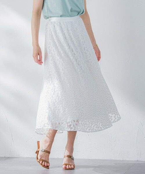Viaggio Blu / ビアッジョブルー ミニ・ひざ丈スカート | ミニフラワーチュールレーススカート≪洗濯機で洗える≫ | 詳細3