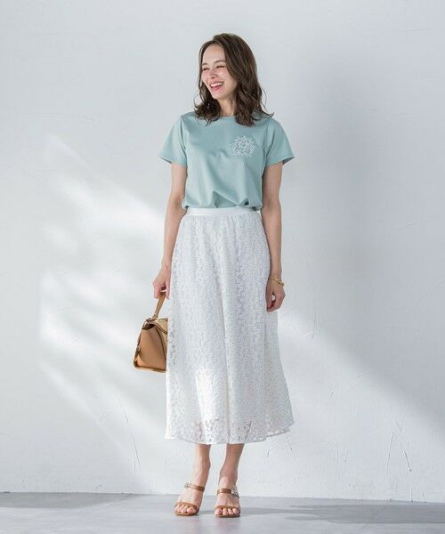 Viaggio Blu / ビアッジョブルー ミニ・ひざ丈スカート | ミニフラワーチュールレーススカート≪洗濯機で洗える≫ | 詳細6