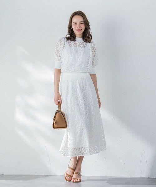 Viaggio Blu / ビアッジョブルー ミニ・ひざ丈スカート | ミニフラワーチュールレーススカート≪洗濯機で洗える≫ | 詳細8