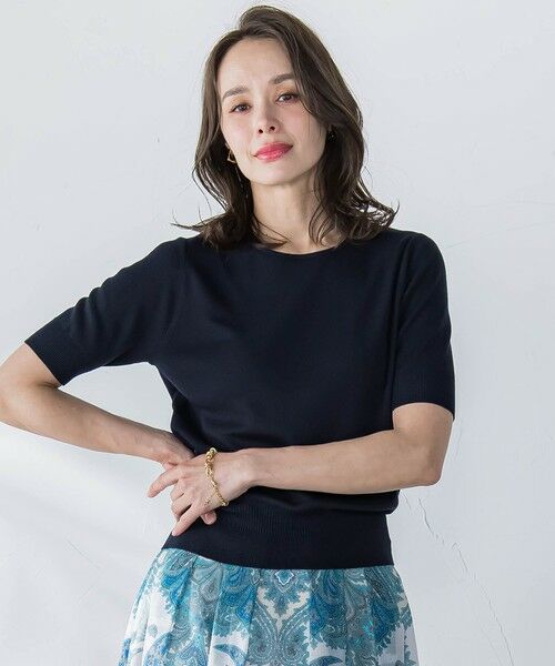 Viaggio Blu / ビアッジョブルー ニット・セーター | ドライタッチハーフスリーブプルオーバー≪手洗い可能≫ | 詳細2