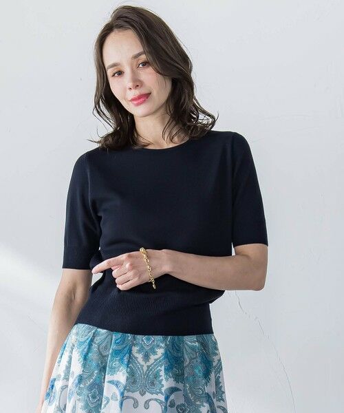 Viaggio Blu / ビアッジョブルー ニット・セーター | ドライタッチハーフスリーブプルオーバー≪手洗い可能≫ | 詳細3